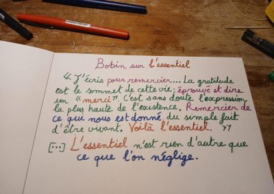 Bobin, essentiel, changer ; vivre différemment